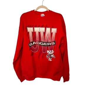 Vintage University of WISCONSIN Badgers 90s Big Print Logo Sweatshirt XL